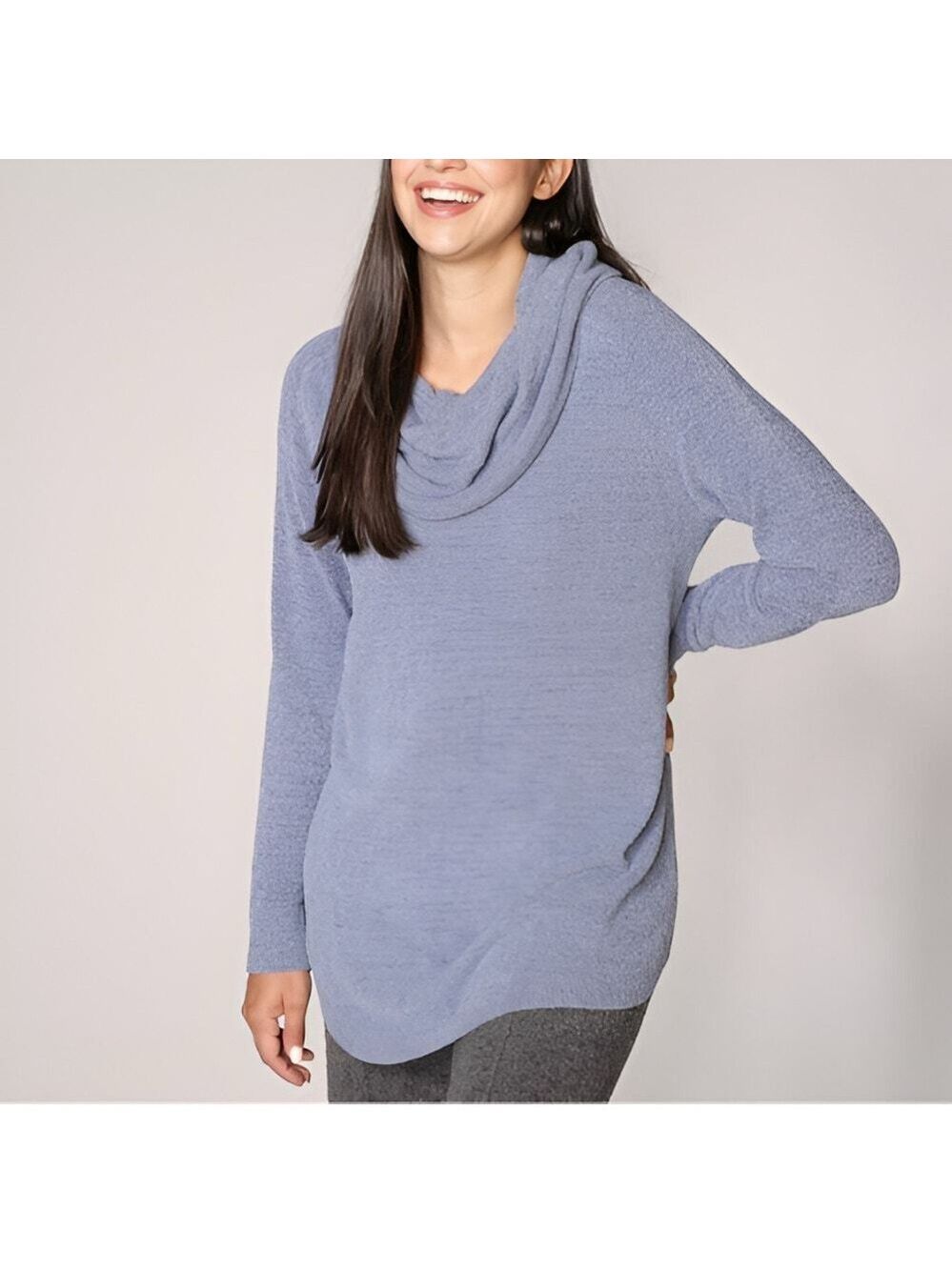 Barefoot Sreams Cozy chic ultra light fleece Cowl Neck light blue Sweater 2x